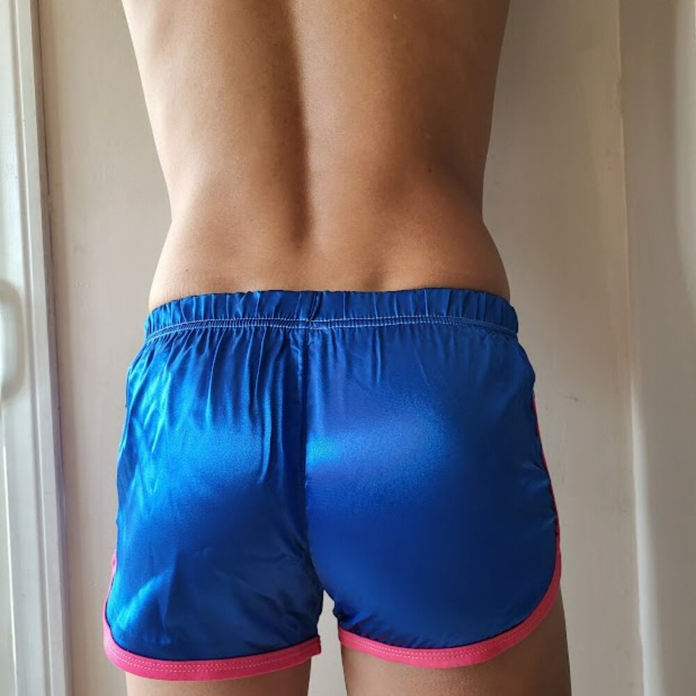 Andrew Christian Vintage Retro Jogging Shorts Large Blue NEW - Picture 3 of 5